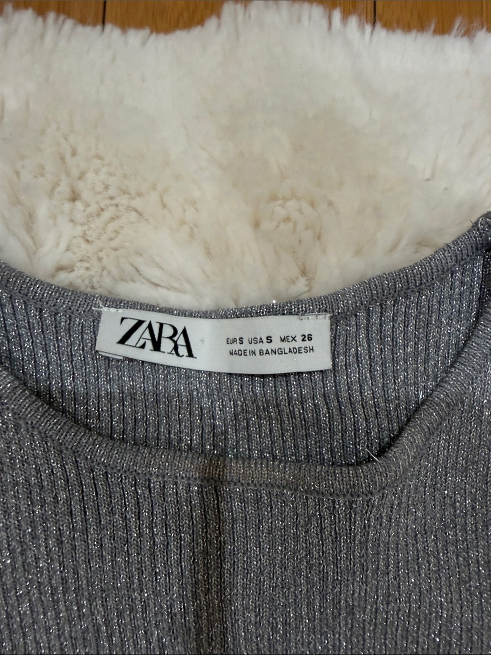 Zara Metallic Gray Ribbed Cropped Tank & Skirt Set - Picture 3 of 6
